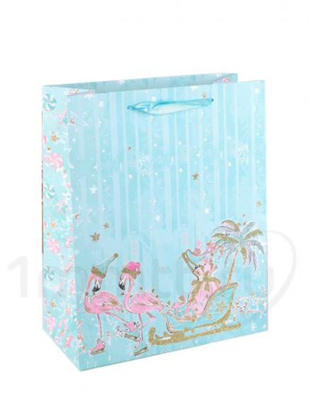 Подарочный пакет Новогодние фламинго