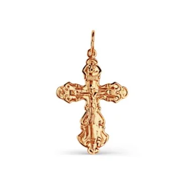 Крестик из красного золота Линии Любви(Крестики Т10006444)